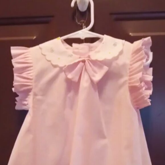 Charming Pink Kids Dress, 100% Cotton Swiss Batiste, Handmade in USA